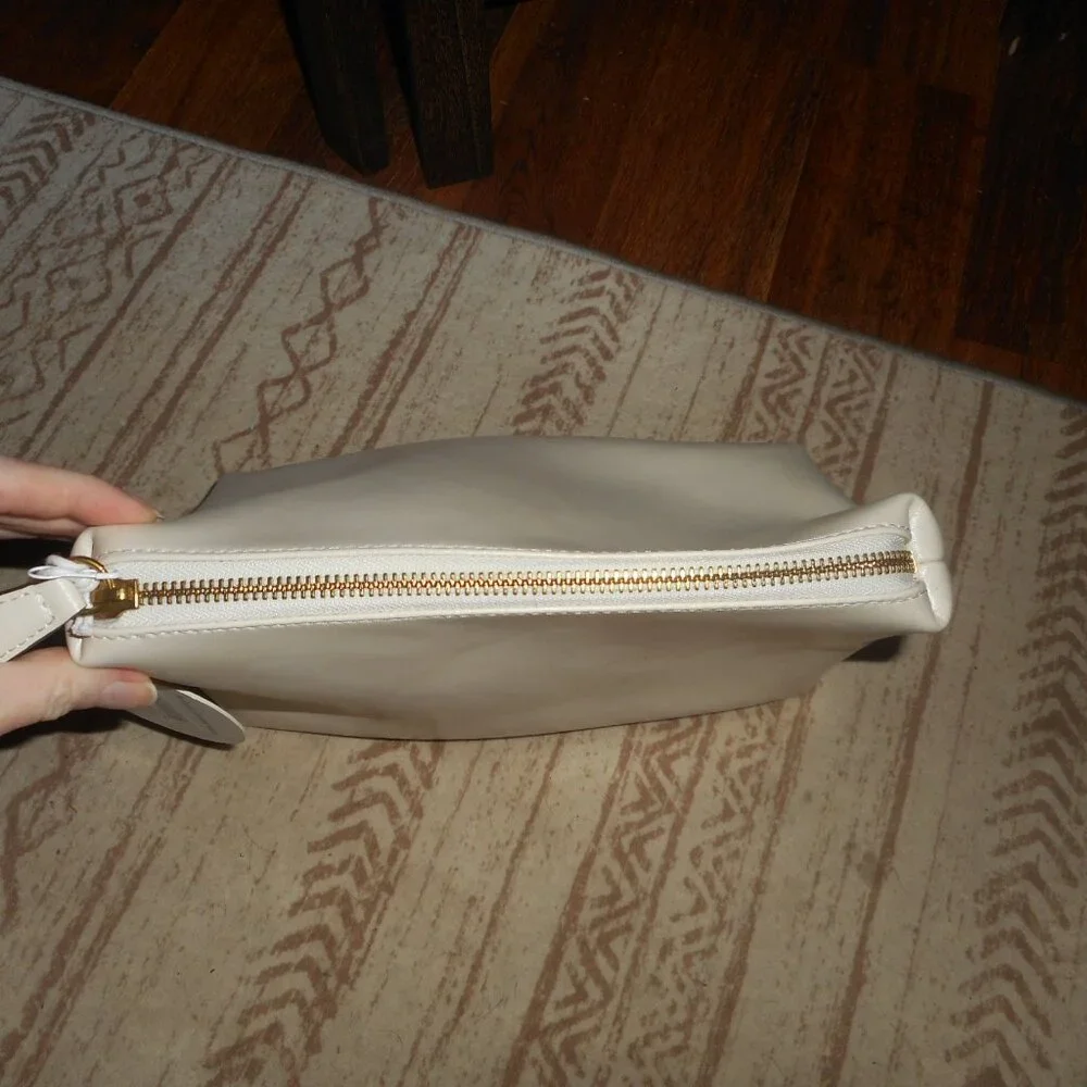 NWT cream Leather clutch makeup bag by STAUD - Picture 2 of 5